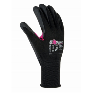 Rukavice U-POWER LOVE máčené nitril, black/fuchsia